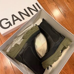 Ganni Chelsea Black and Olive Men's Shoes